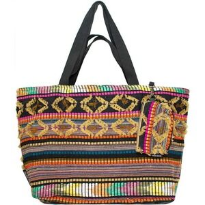 Vintage Addiction Multicolor Trial Geometric Tote Bag with Coin Purse